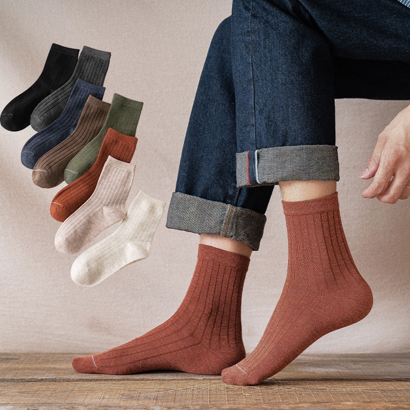 Tất vớ nữ nam cao cổ dài trắng dễ thương hàn quốc đẹp iLita chân thấp nhún đủ màu trơn đen, đỏ, vàng, xám, xanh