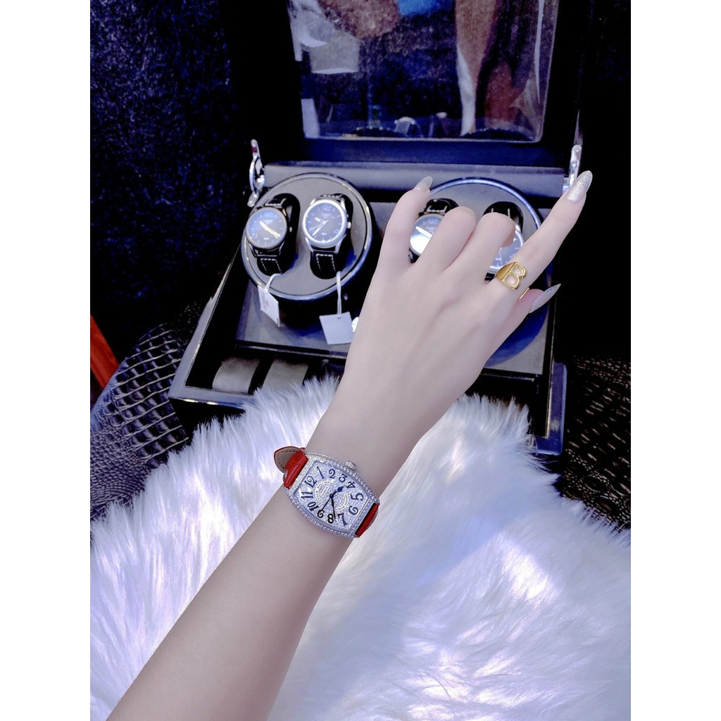 Đồng hồ nữ chính hãng, đồng hồ đeo tay FOUR MILLION full box, mặt đính 448 viên kim cương nhân tạo Swarovski siêu đẹp