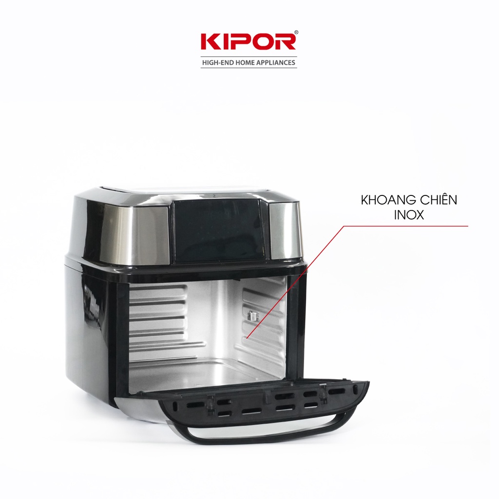 Nồi chiên không dầu KIPOR KP-AF656-18L-Điều khiển điện tử RAPID AIR-Chất liệu inox304-Bảo hành tại nhà 12 tháng