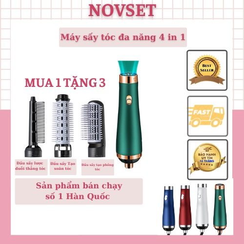 Máy Uốn Tóc Hàn Quốc NOVSET Máy Sấy Tóc Tạo Kiểu Đa Năng Kèm 3 Đầu Lược Uốn Tóc , Duỗi Tóc Và Phồng Tóc [ BH 12 Tháng ]