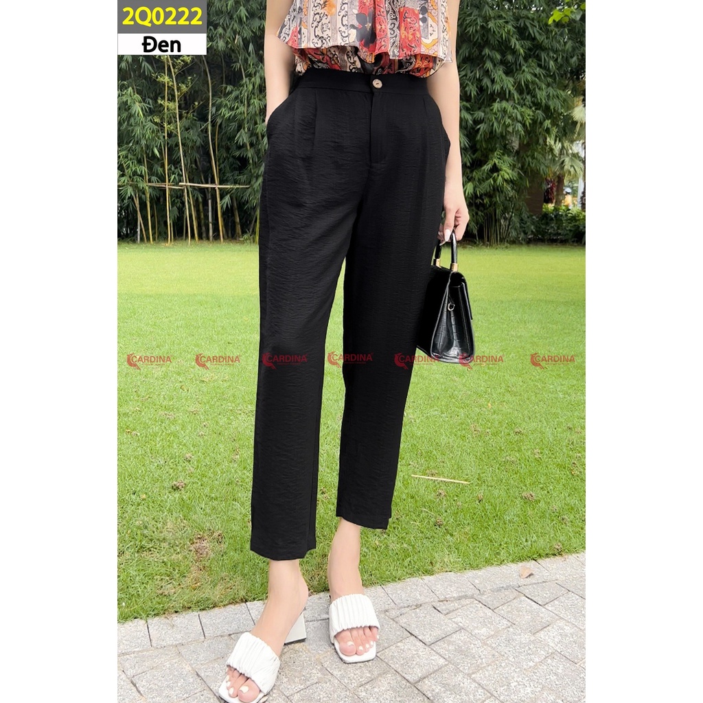 Quần baggy nữ Cardina chất đũi BamBoo 2 màu, quần khóa trước chun sau thoải mái -2Q02