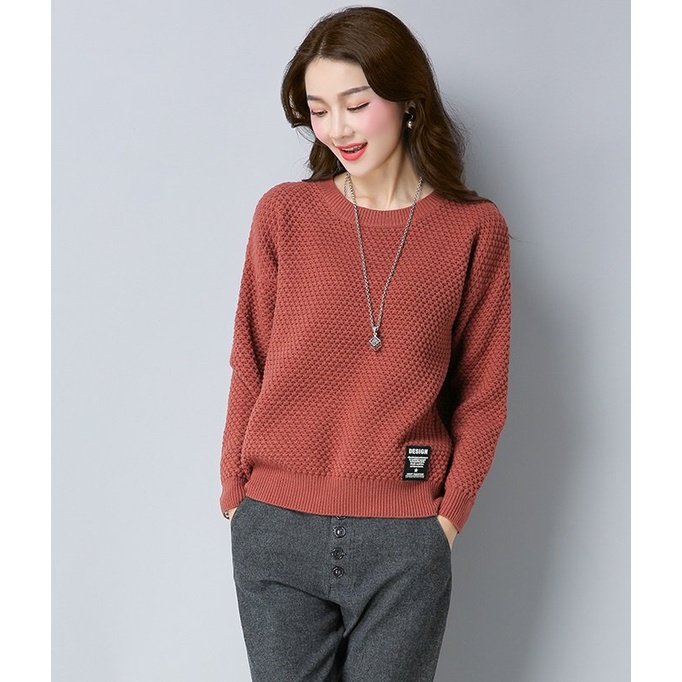Áo len nữ cổ tròn dáng thụng chất len dày mềm mịn co giãn thoải mái thời trang phong cách Hàn Quốc AL46