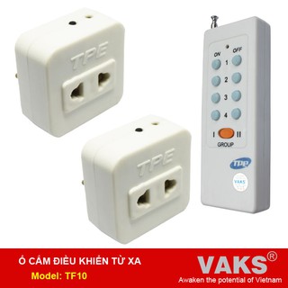 Bộ 02 cái Ổ cắm điều khiển từ xa, có hẹn giờ TPE TF10 + 01 cái remote 8 nút phát sóng radio 315Mhz