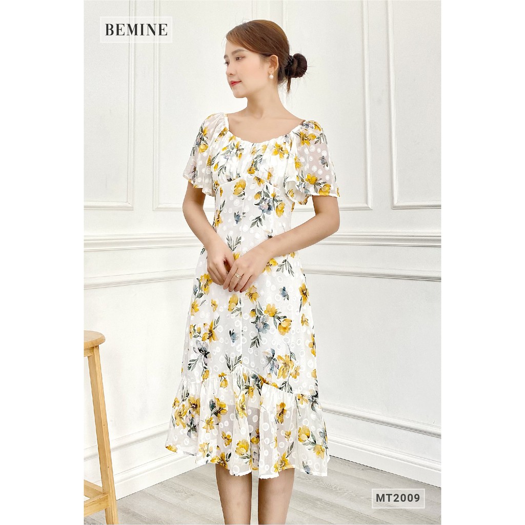 Đầm hoa ly ngực tùng đuôi cá cánh tiên BEMINE MT2009VANG | BigBuy360 - bigbuy360.vn