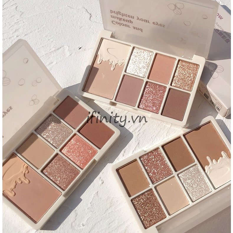 Bảng phấn mắt hạt dẻ 7 màu XIXI kiêm bắt sáng phấn má tạo khối nhũ kira Soft Glow Seven-color Eyeshadow Palette | BigBuy360 - bigbuy360.vn