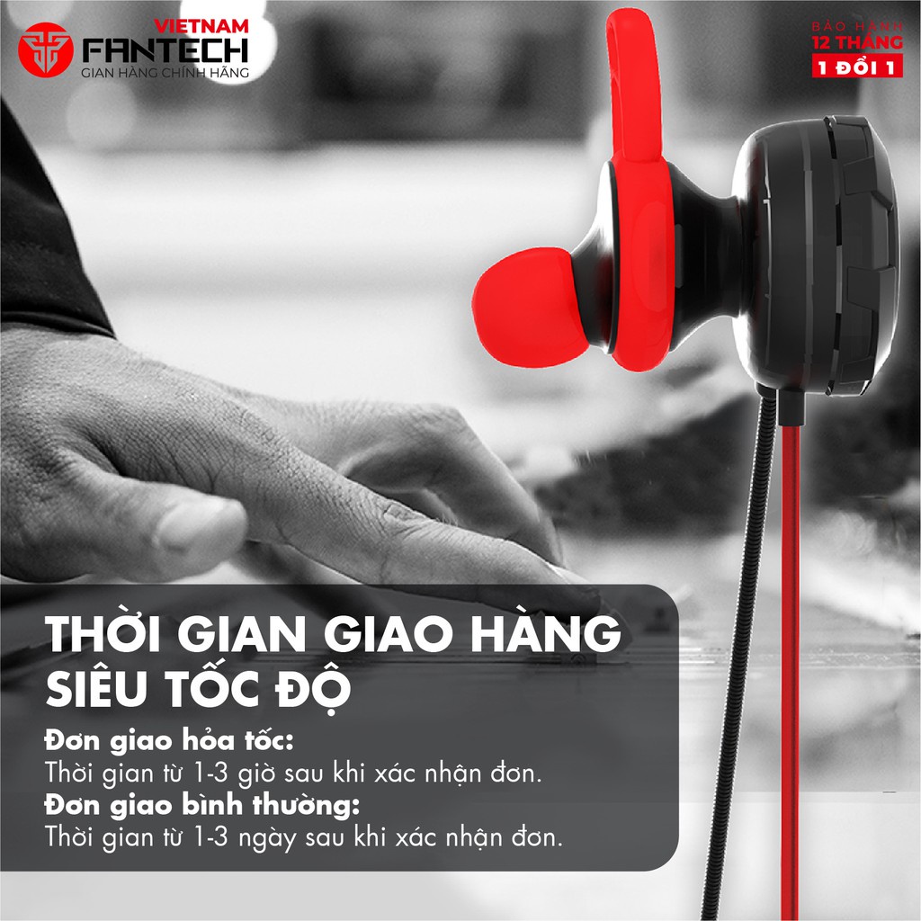 Tai Nghe Gaming Nhét Tai Có Dây FANTECH EG1 Jack 3.5mm Kèm Dây Chuyển Dùng Cho Điện Thoại Lẫn Máy Tính - Chính Hãng