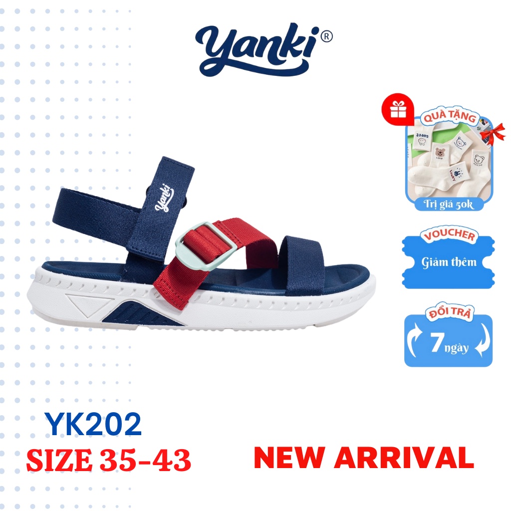 Sandal Nam Quai Chéo YANKI Thể Thao Streetstyle YK202 - Xanh Đỏ