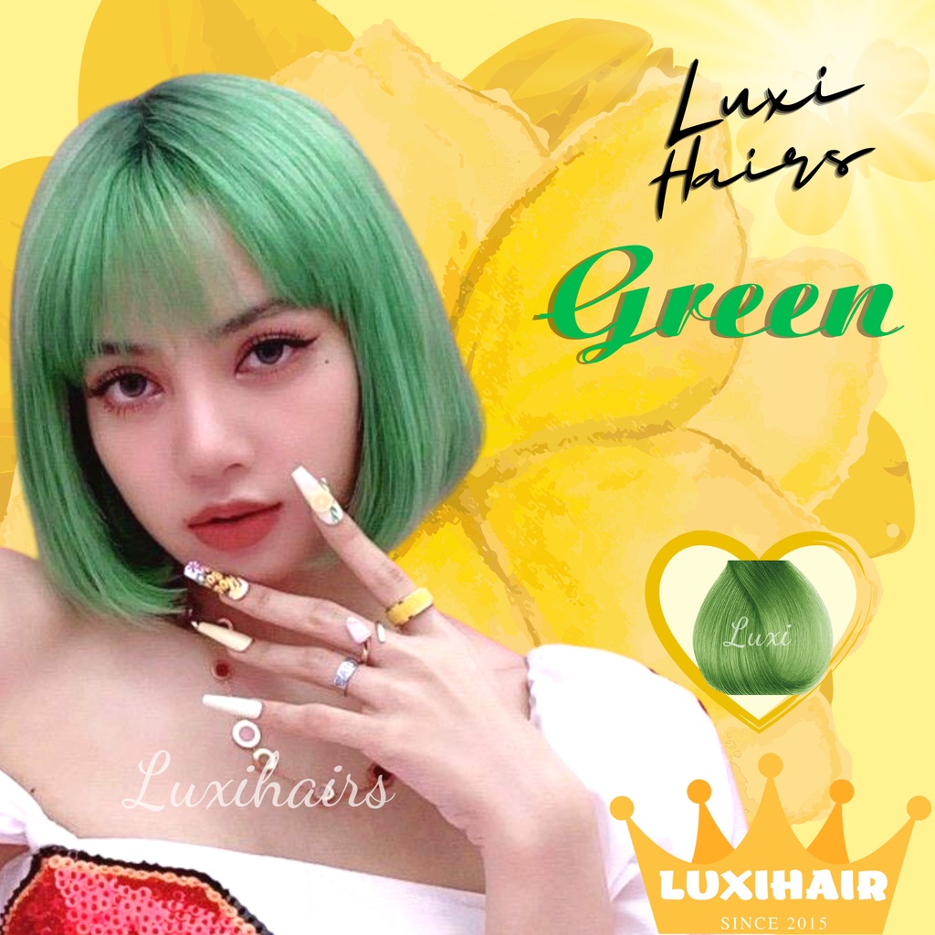 Thuốc Nhuộm Tóc Màu GREEN Tặng Kèm Oxi Găng Tay Mũ Trùm Đầu - Luxihair