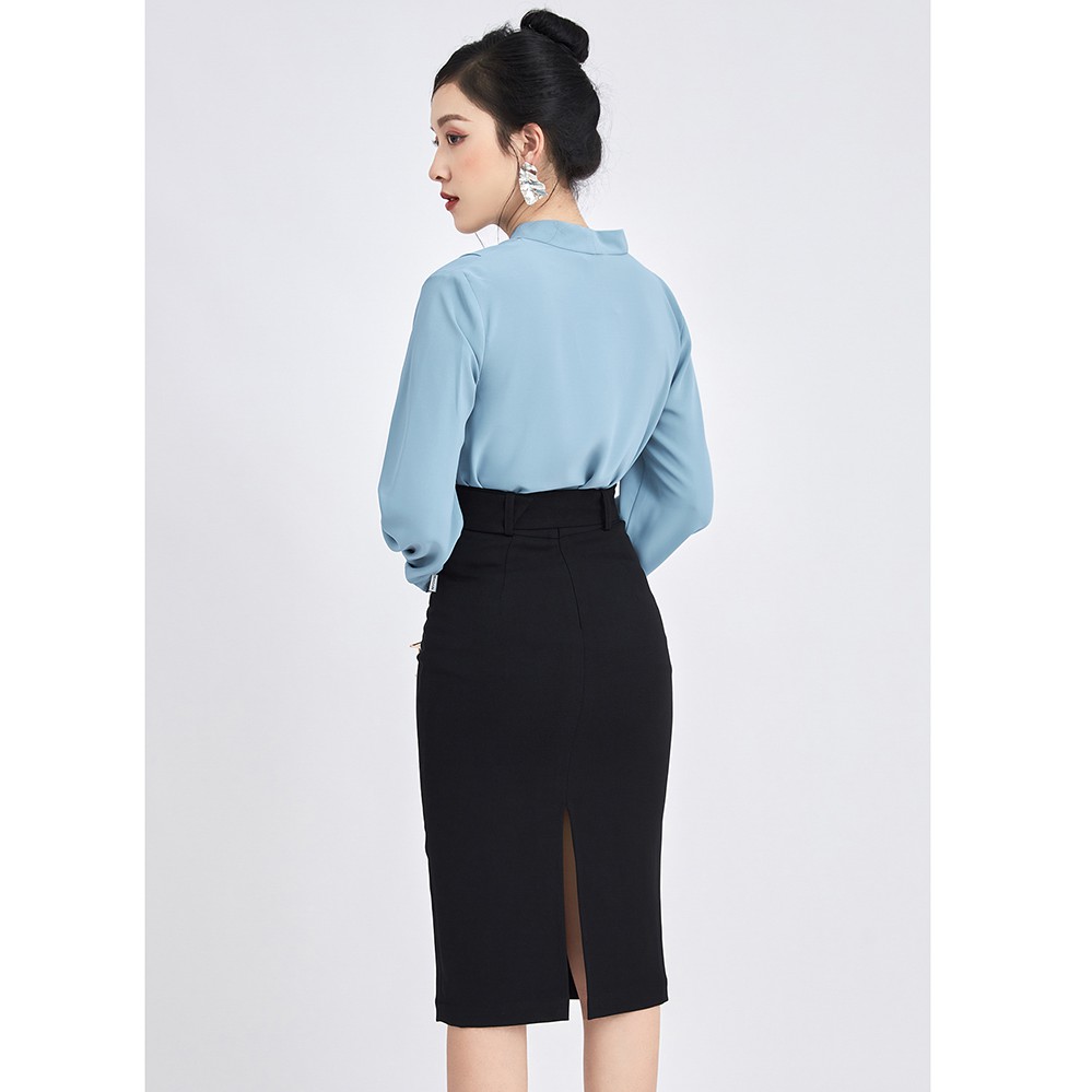 Áo sơ mi voan nữ công sở 92WEAR 3 MÀU, đủ size, xếp ly ASA1322