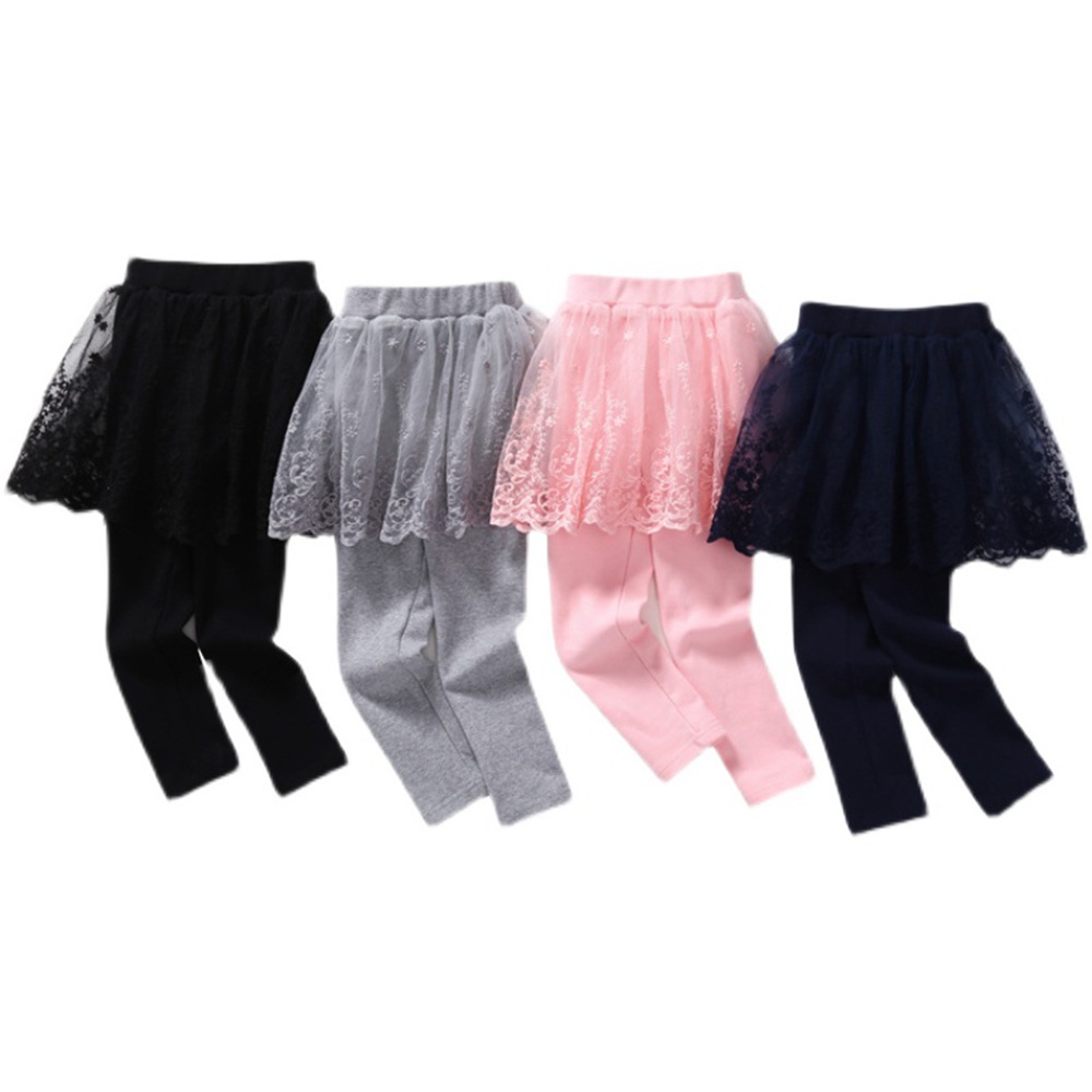 Quần Legging Giả Váy Phối Ren Cho Bé Gái 2-8 Tuổi