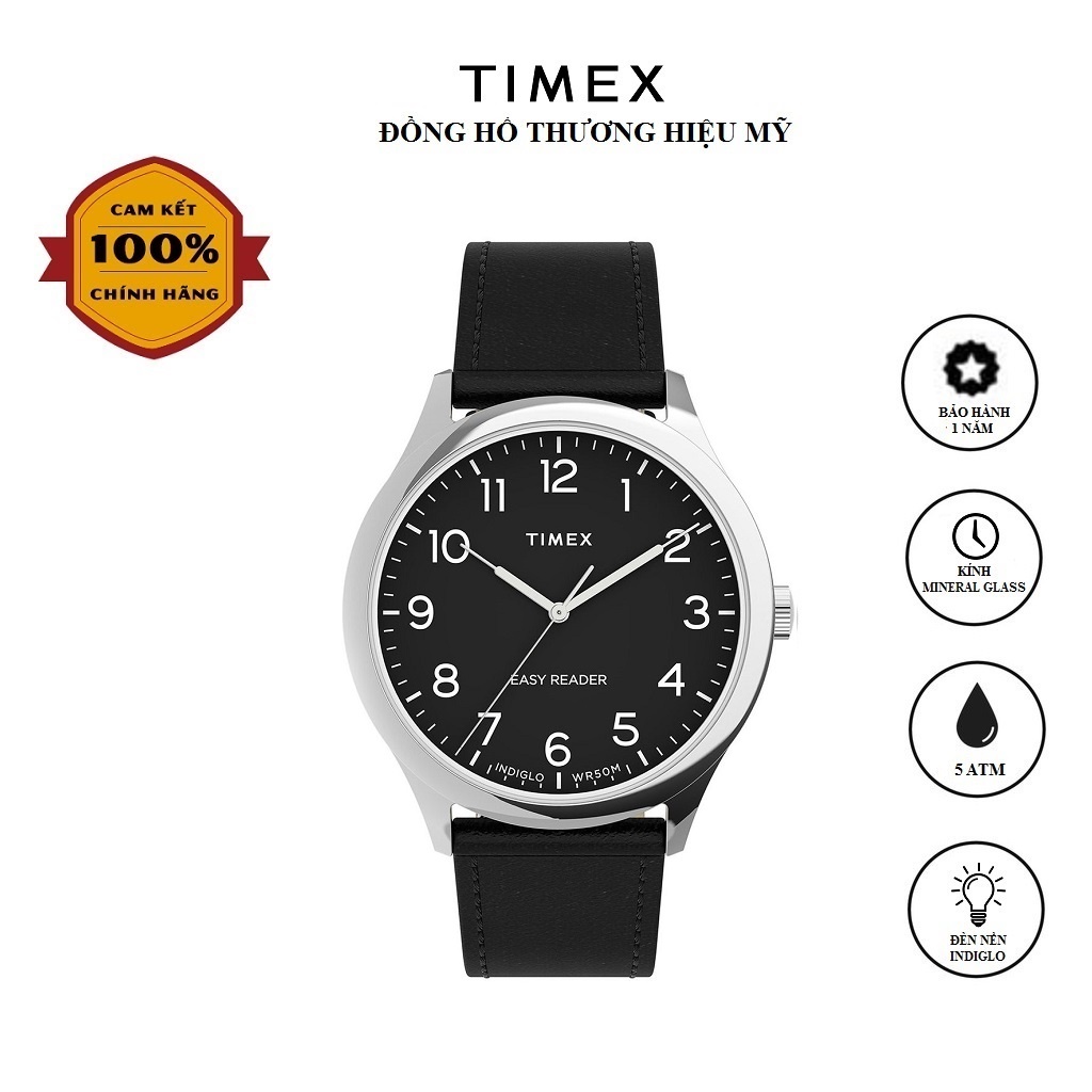 Đồng hồ Nam TIMEX Easy Reader Gen1 40mm TW2U22300 Dây Da - Chính Hãng