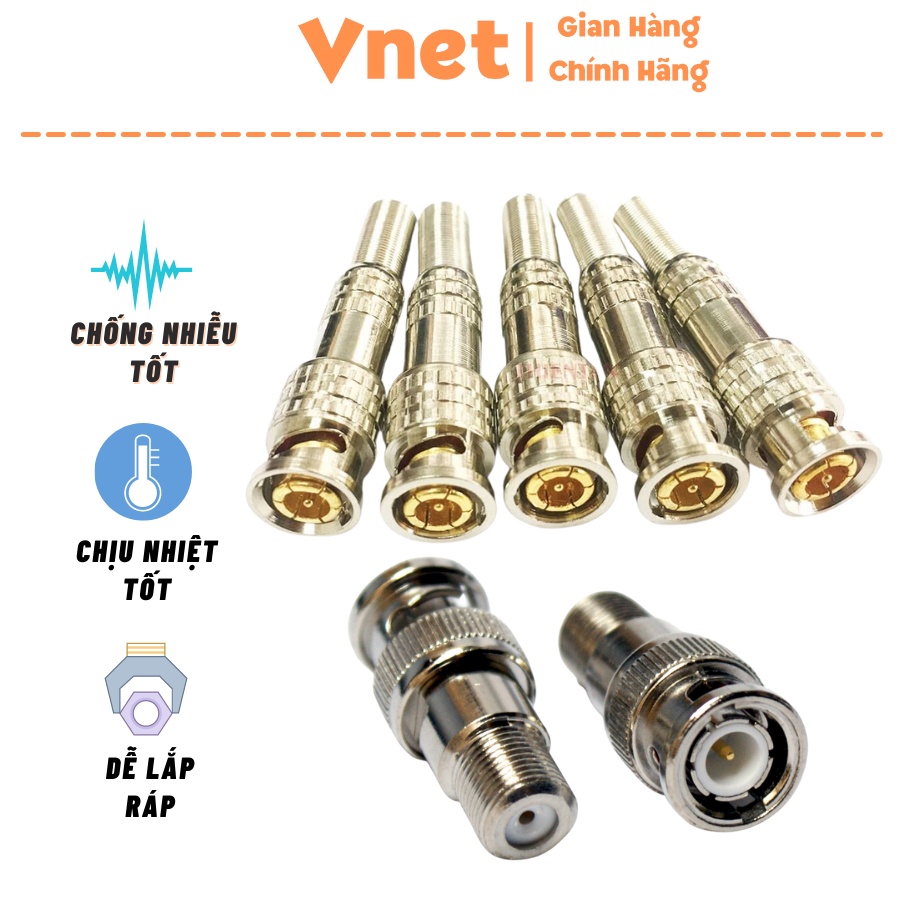 [Loại 1] Jack BNC Lò Xo / BNC F5 lõi đồng nối cáp đồng trục dành cho Camera mới 100% VNET - BNC01