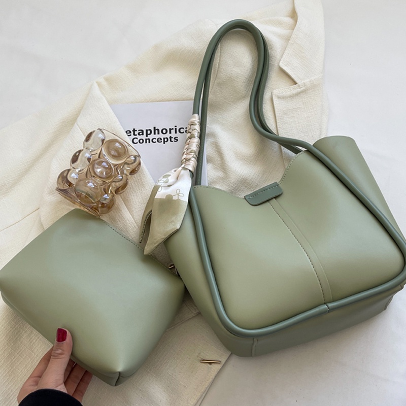 Ielgy Túi tote Đeo Vai Bằng Lụa Tinh Tế Đơn Giản Màu Sắc Tương Phản Thời Trang Dễ Phối Đồ Cho Mẹ Và Con Gái