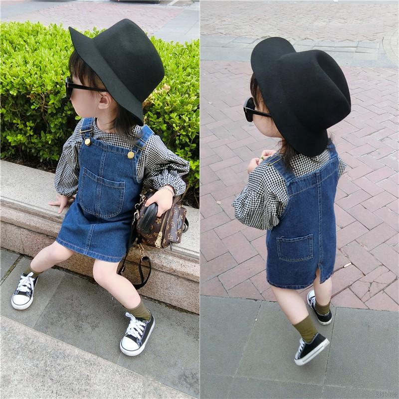 Chân váy yếm denim thời trang dành cho bé gái