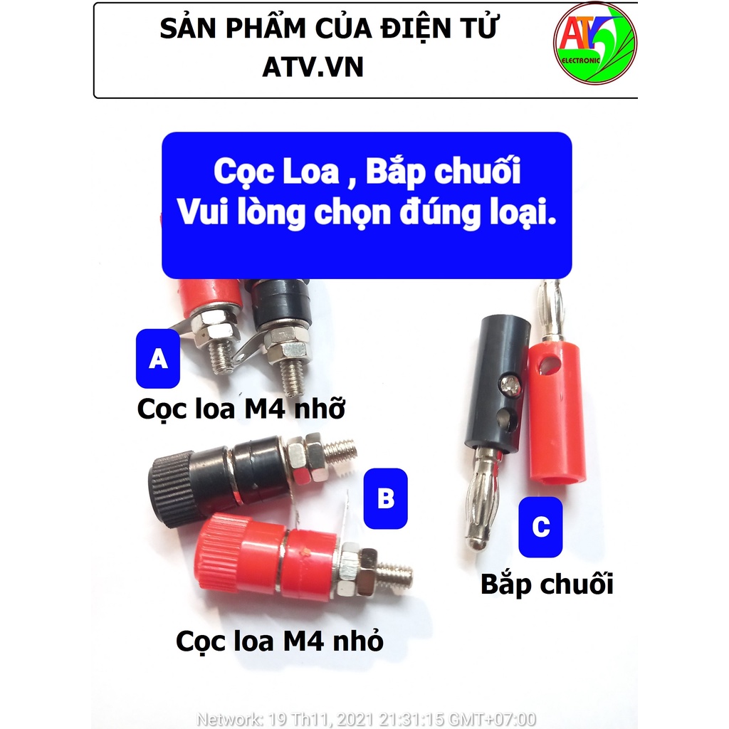 5 Bộ cọc loa đực cái theo cặp giắc bắp chuối M3 M4