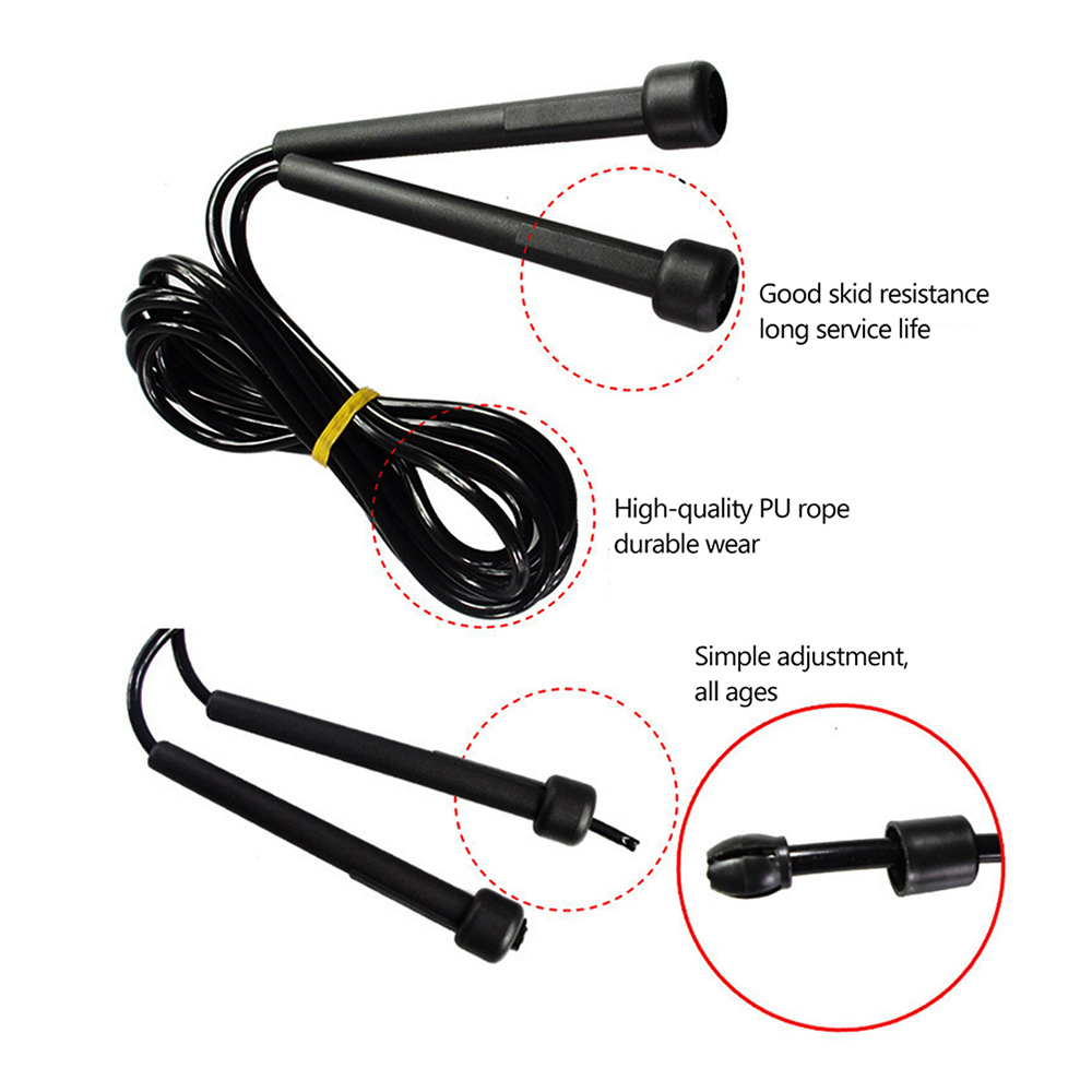 Adjustable Aerobic Exercise Speed Fitness Equipments Black Jumping Rope Training