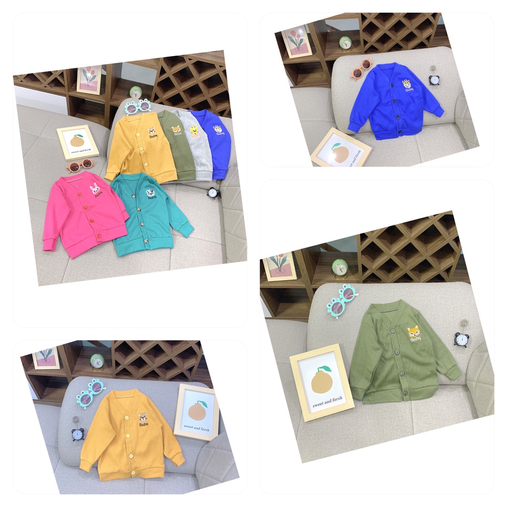 Áo khoác cardigan len tăm cho bé trai, bé gái 8~18kg