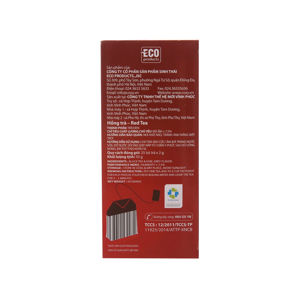 Hồng Trà túi lọc COZY 50g - 2gx25 - SP000409