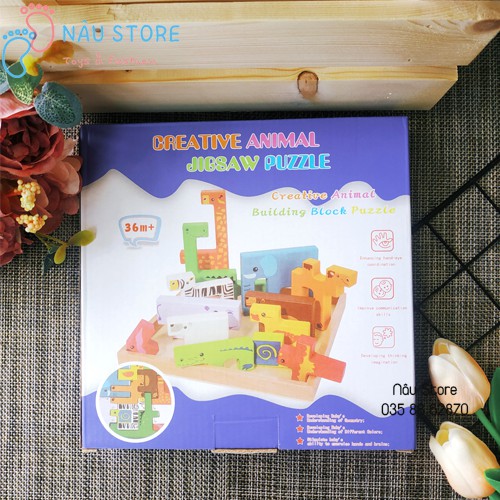 Đồ Chơi Gỗ Bộ Xếp Hình Con Vật Sáng Tạo Mới Nhất 2021 Creative Jigsaw Puzzle 3D