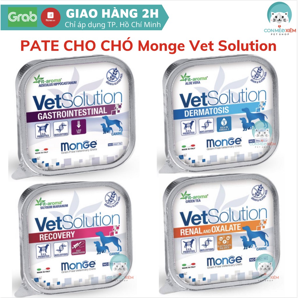 Pate cho chó Monge vet solution lon 100g, thức ăn cho cún cưng bệnh Con Mèo Xiêm