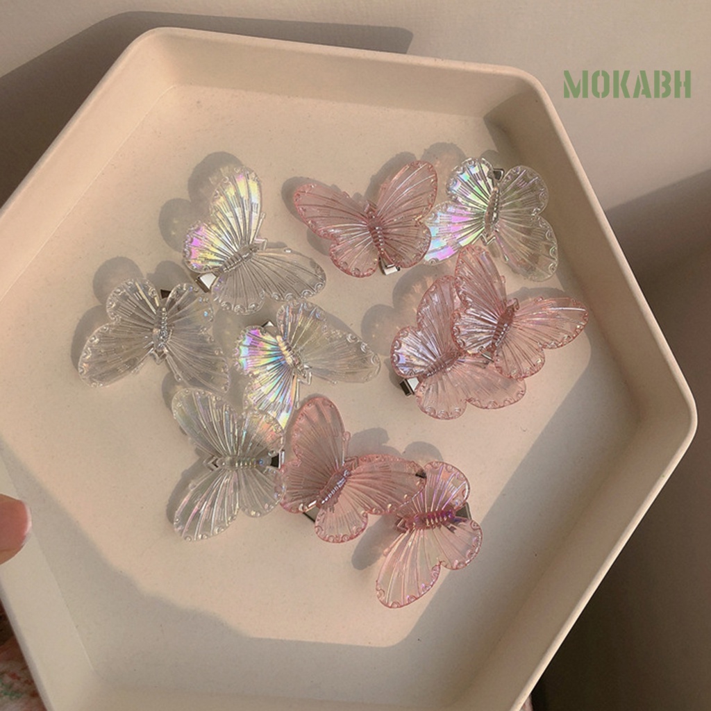 Kẹp Tóc Hình Bướm 3D Trong Suốt Bóng Bẩy Ngọt Ngào Cho Nữ