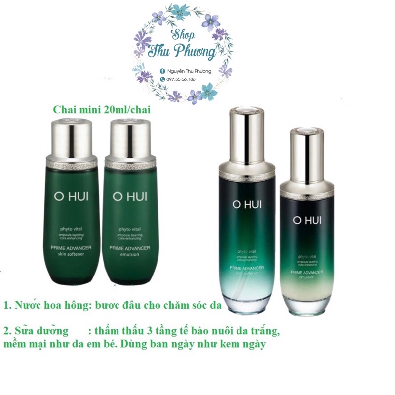 Cặp nước hoa hồng- Sữa dưỡng chống lão hoá ohui prime advancer 150ml