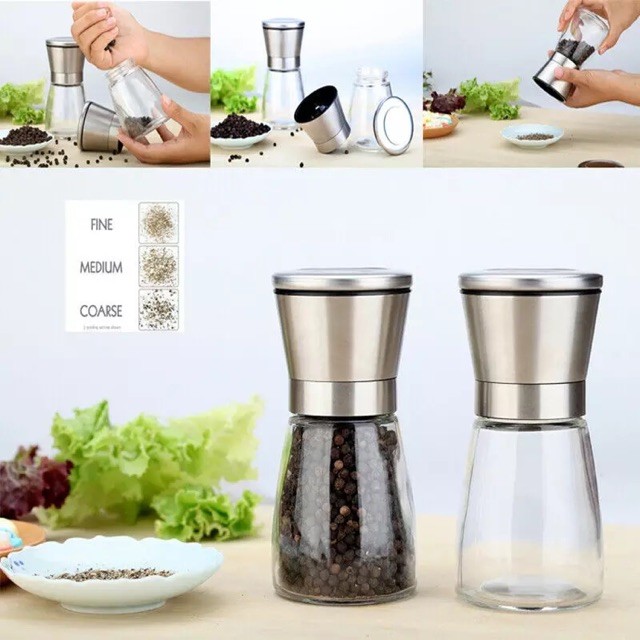 ⚡ FREESHIP ⚡ Dụng Cụ Xay Và Đựng Tiêu Inox 304 Cao Cấp Sang Trọng Thiết Kế Tay Xoay Tiện Dụng