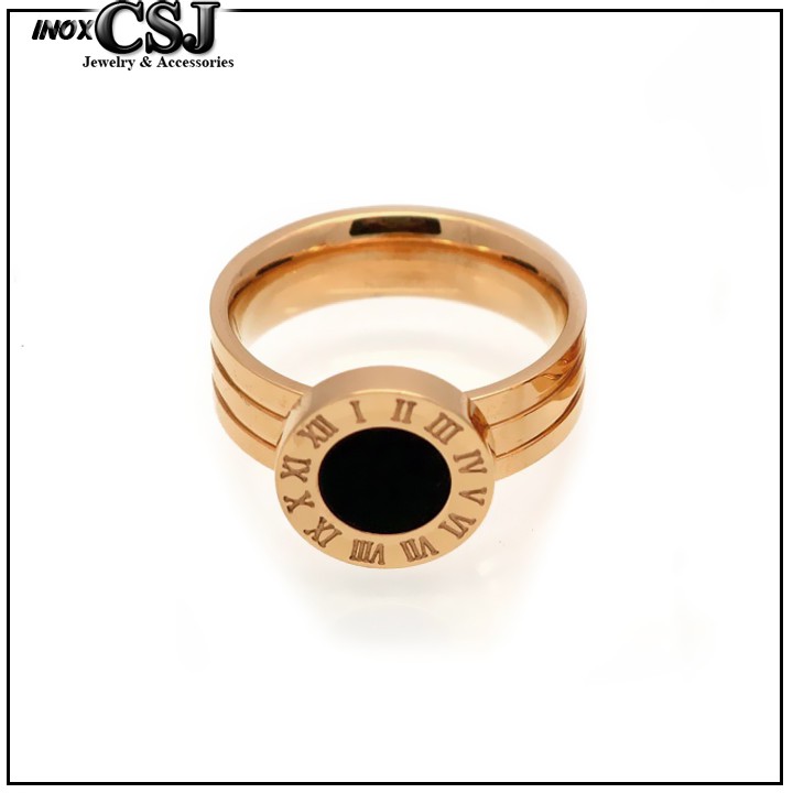 NHẪN NỮ TITAN SỐ LA MÃ MÀU HỒNG SIÊU CUTE - tặng hộp đựng xinh xắn