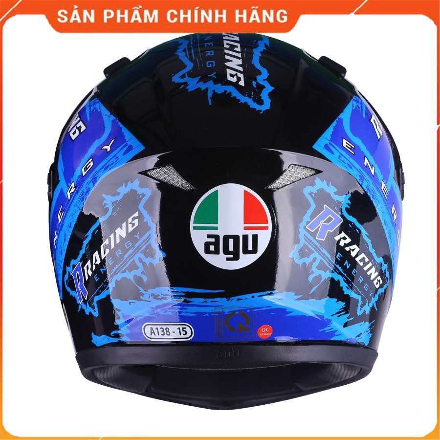 Mũ Bảo Hiểm Fullface AGU TEM Racing Energy A-15 HOT - Tặng kèm 1 cặp sừng + 1 đuôi gió + 1 túi rút đựng nón