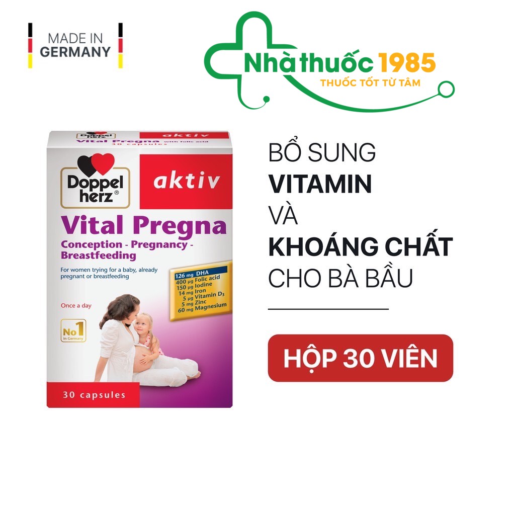 (Nhập khẩu) Viên uống bổ sung Vitamin, khoáng chất cho bà bầu Doppelherz Aktiv Vital Pregna