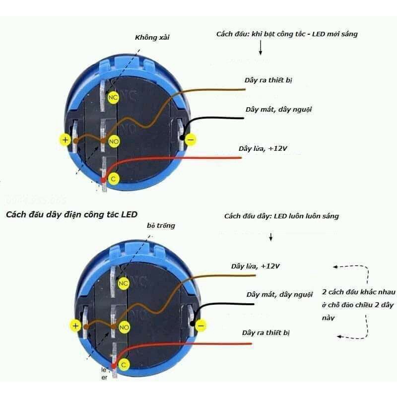Công tắc nguồn có đèn led 16mm / 19mm / 22mm loại nhấn giữ, nhấn nhả. Công tắc tự khóa có đèn led