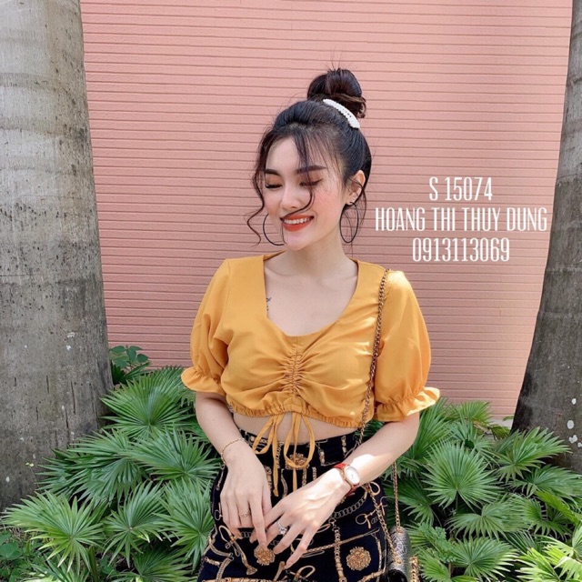 ÁO CROPTOP DÂY RÚT TAY BÕ
