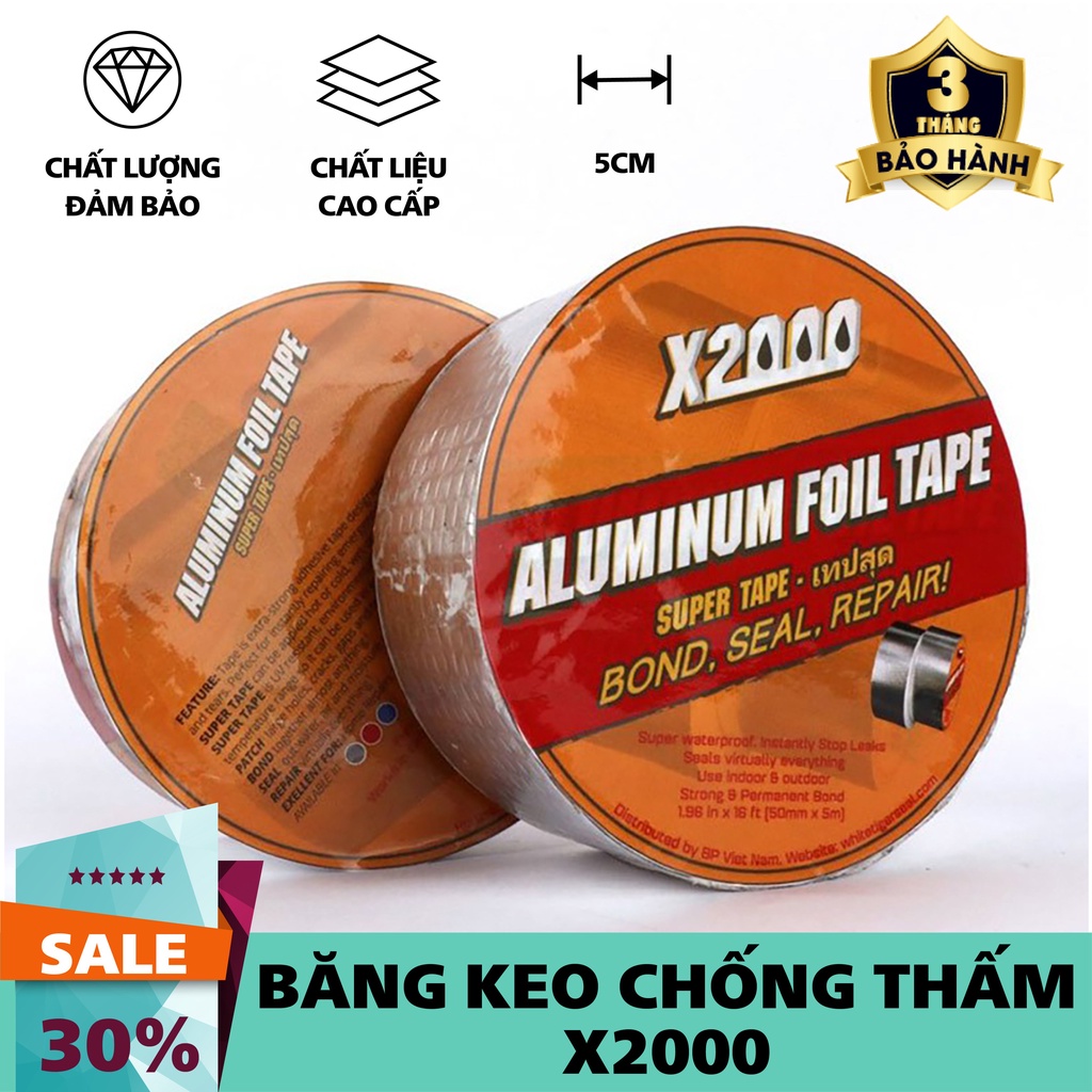 băng keo chống thấm chống dột x2000 kích thước (5cmx5m) new 2021