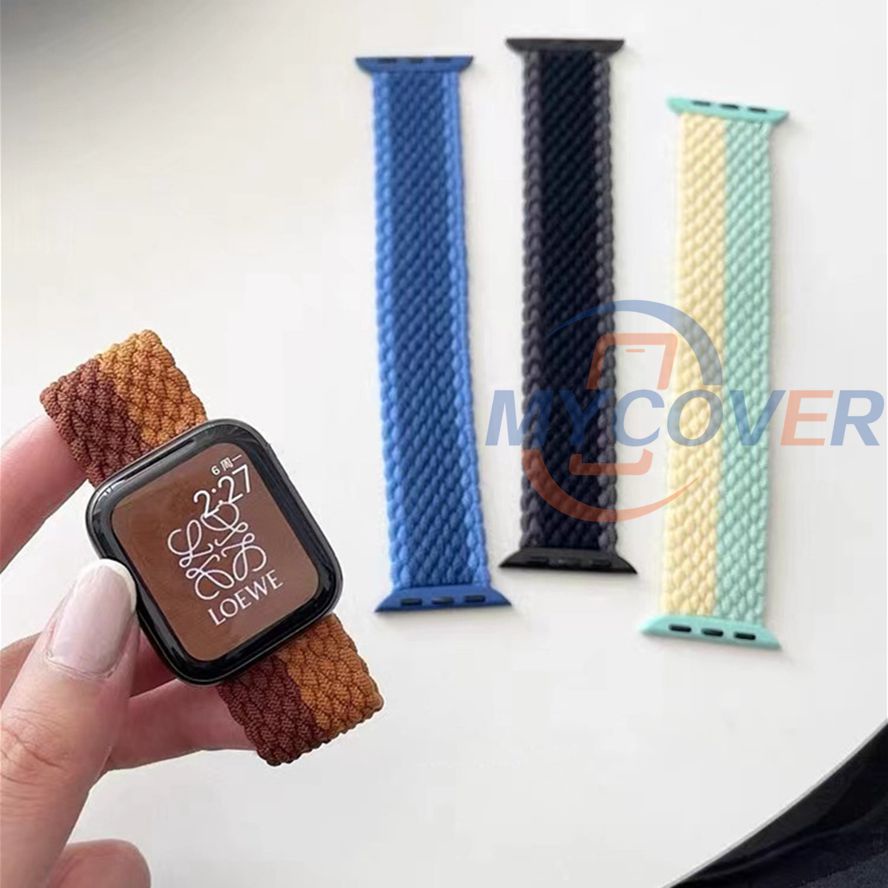 Dây Đeo Nylon Bện Thay Thế Cho Đồng Hồ Thông Minh Series 7 6 SE 5 4 3 2 1 41mm 45mm 44mm 40mm 42mm 38mm