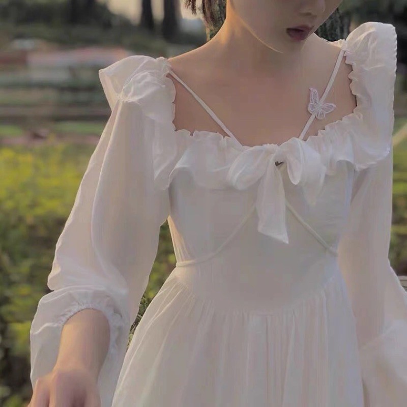 (Sẵn 1c )Váy trắng con bướm chanh xả dễ thương(3ảnh cuối là ảnh thật) có size lớn S-2XL[KHÔNG CÓ SẴN - ORDER 15-30 NGÀY] | BigBuy360 - bigbuy360.vn