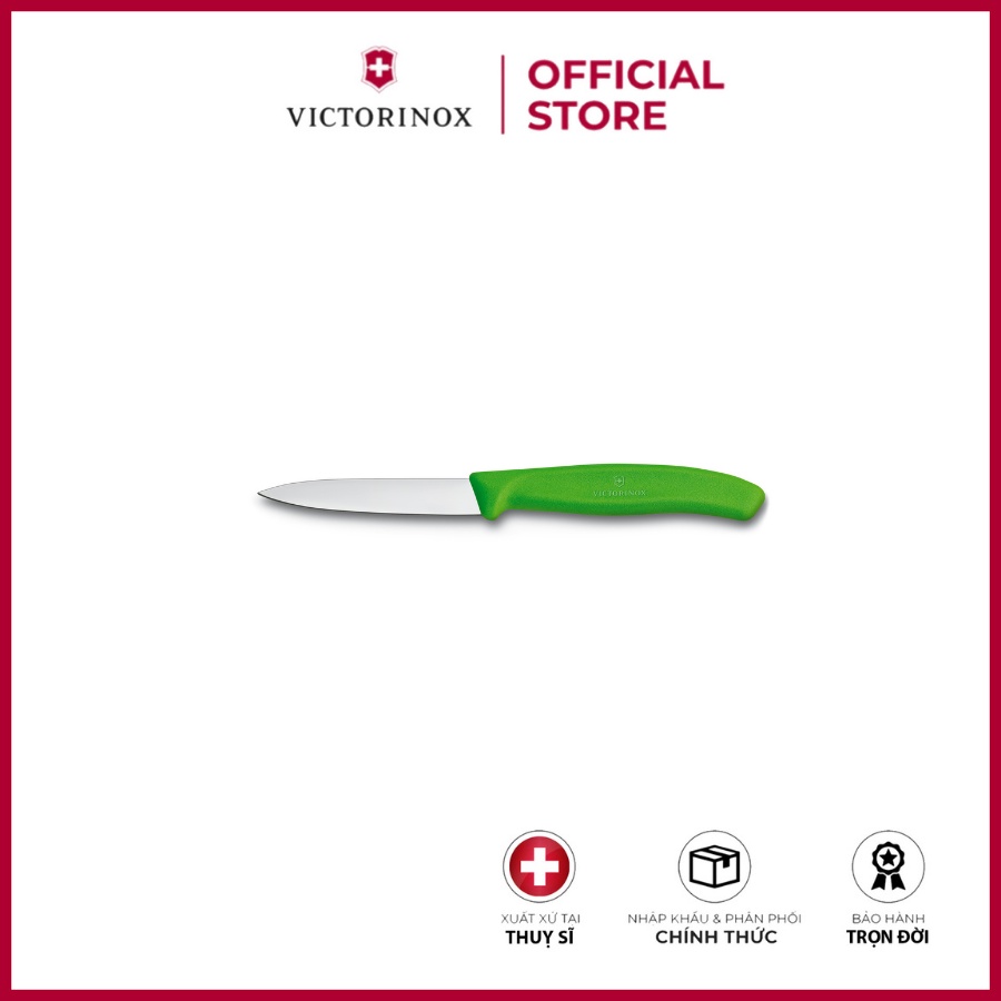 Dao cắt gọt rau củ VICTORINOX Paring Knives màu xanh lá (8 cm straight blade) - Hãng phân phối chính thức