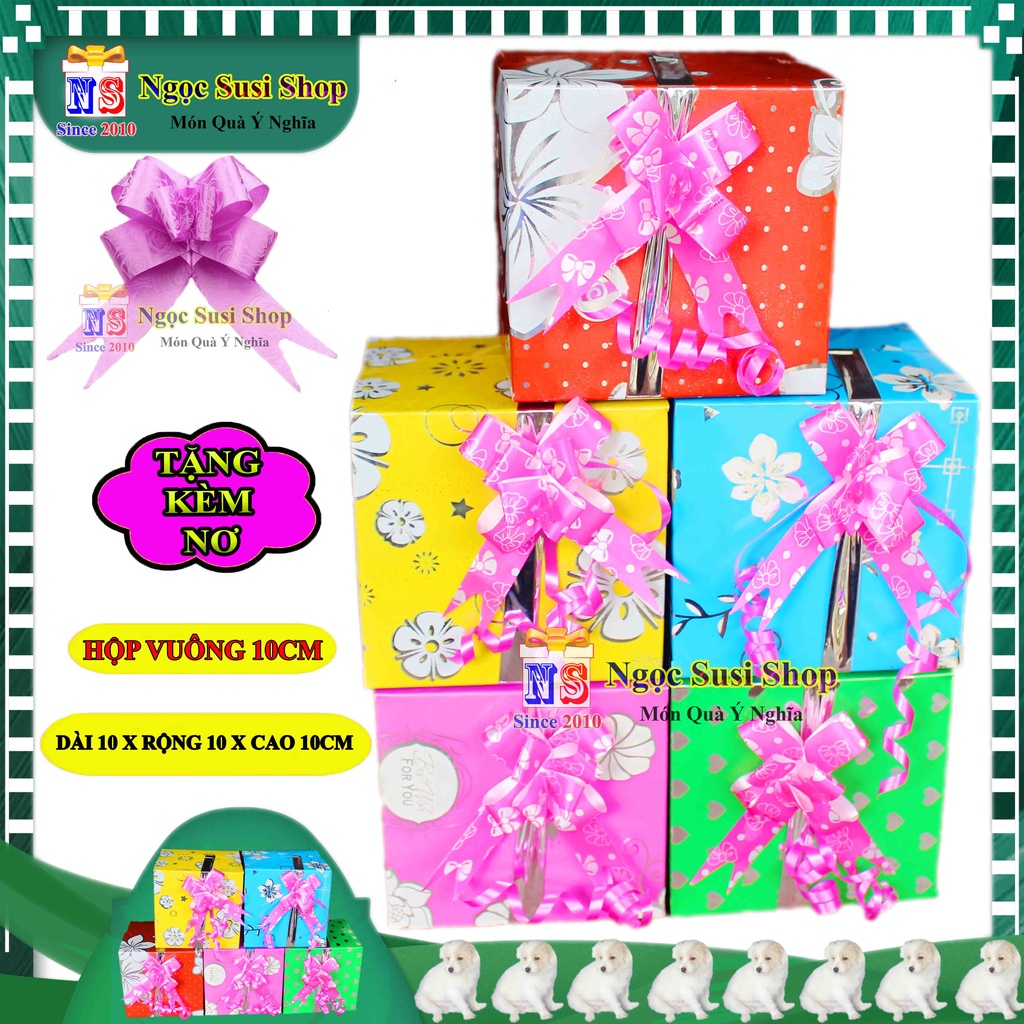 HỘP QUÀ KIẾNG VUÔNG SIZE NHỎ 10CM + TẶNG KÈM NƠ 1,2CM - HỘP GÓI QUÀ GIẤY KIẾNG CAO CẤP