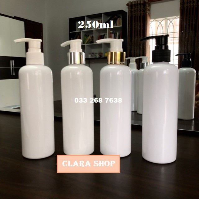 Chai pet mỹ phẩm vòi ấn 250ml - Chai đựng mỹ phẩm 250ml