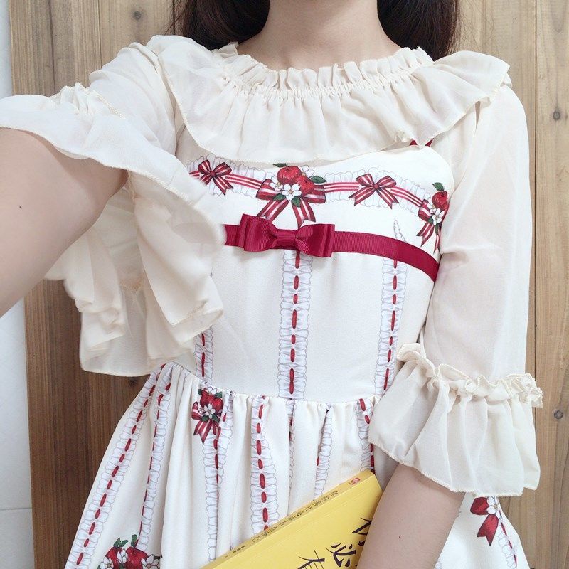 Áo Sơ Mi Voan Tay Loe Dáng Rộng Phong Cách lolita Dễ Thương Thời Trang Xuân Hè Cho Nữ