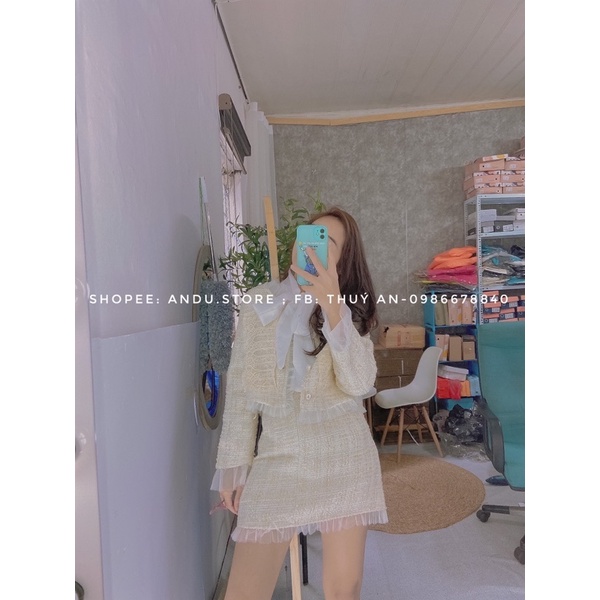 Set dạ tweed viền bèo⚡️ANDUSTORE⚡️ tiểu thư, sang chảnh.