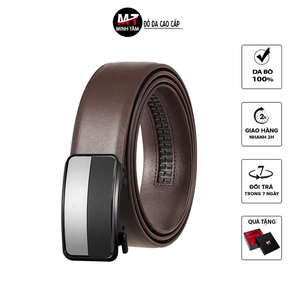 Thắt lưng nam Minh Tâm da bò 3 lớp , kiểu khóa tự động MT105-03