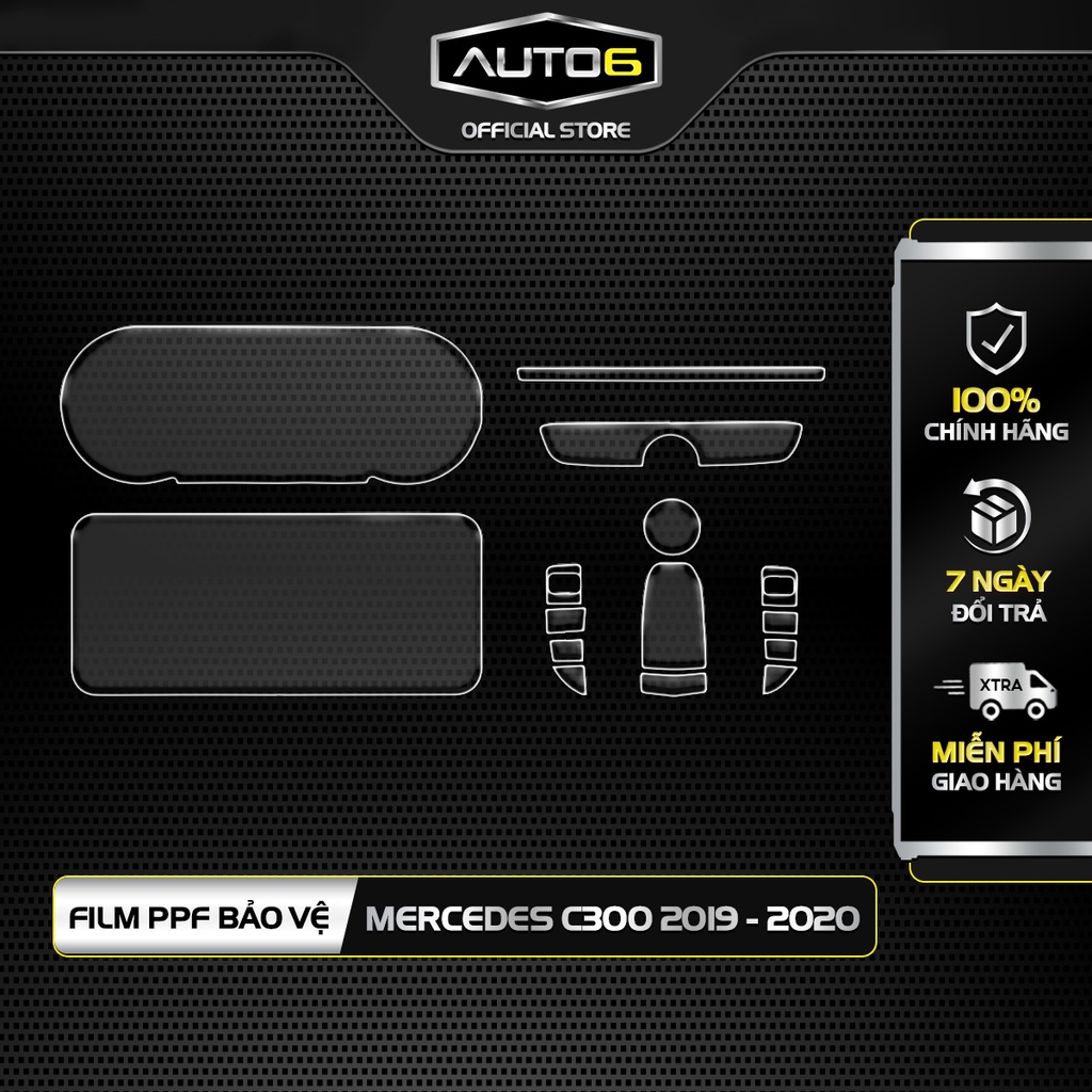 Bộ 3 chi tiết Film PPF trong suốt dán xe MERCEDES C300 2019-2020 chống xước bảo vệ nội thất ô tô - AUTO6