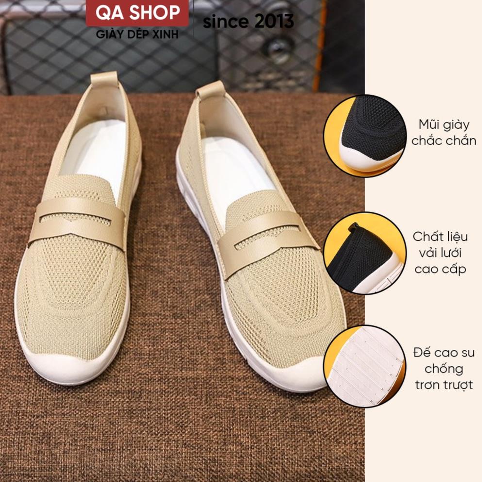 Giày thể thao nữ dáng lười slip on, chất liệu vải cao cấp, đế cao su êm chống trơn trượt IKU