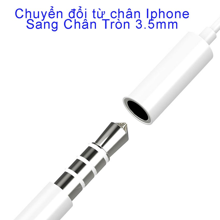 Cáp Chuyển Đổi iPhone Lightning Sang 3.5mm Jack Chuyển Đổi Chân Sạc Thành Chân Tai Nghe 3.5mm kết nối bluetooth (1 Cổng)