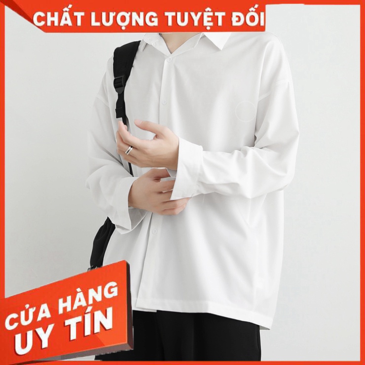 Áo sơ mi nam nữ ZM dài tay Unisex Basic Trơn Form rộng Chất cotton lụa mịn mát - Hàng nhập khẩu
