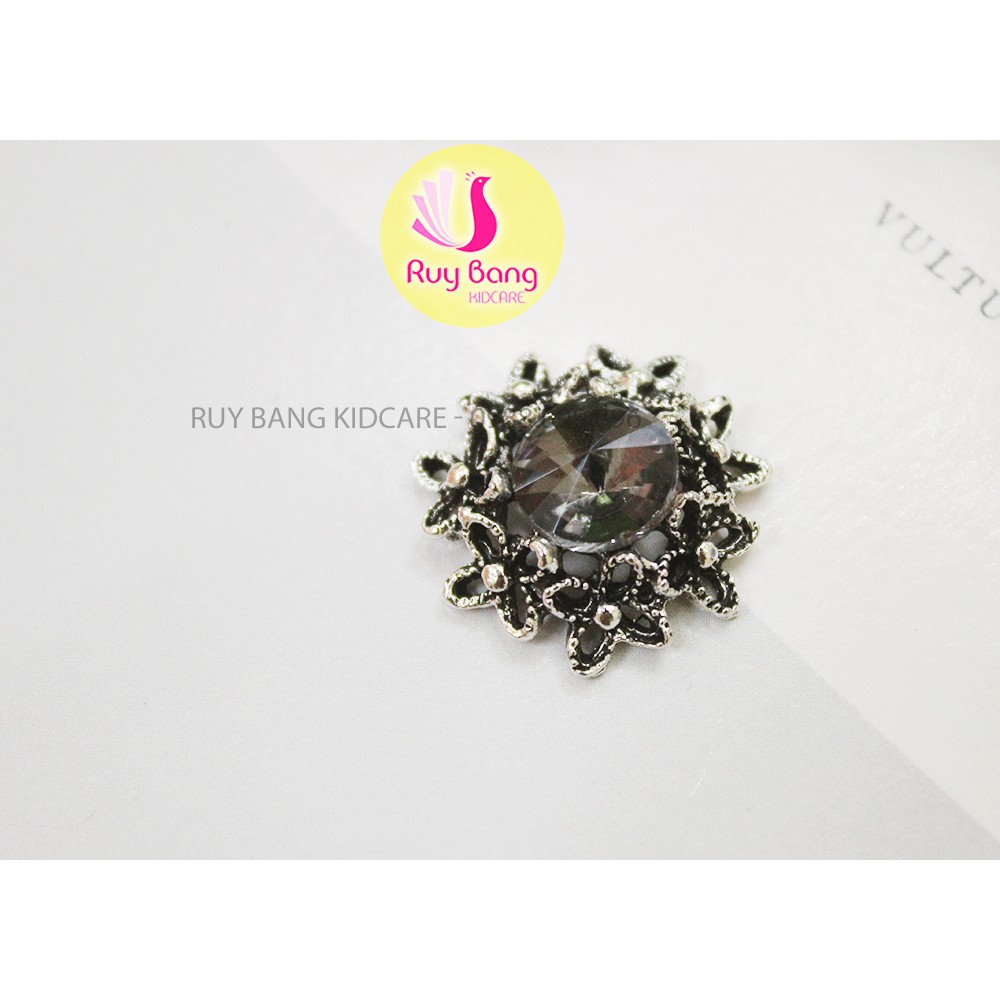 Khoen đá tròn, vuông, Center đá đính hoa vải handmade