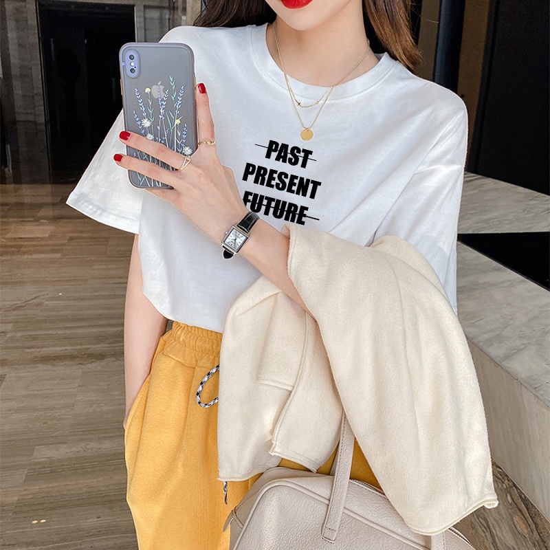 Áo thun tay lỡ nam nữ Past Present Future Unisex form rộng COYO CY022