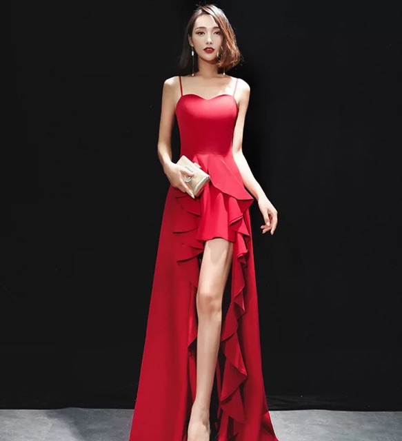 ✔️ Đầm dài dự tiệc phối bèo quyến rủ
