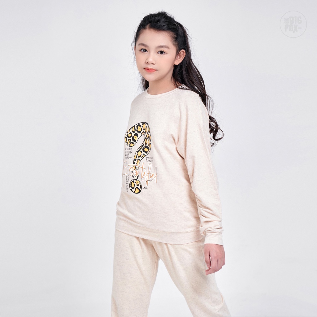 Bộ bé gái BIGFOX - MISS MEOW thu đông  size đại, bộ dài tay cho bé phong cách Hàn Quốc hình in dấu hỏi chấm 43 - 51 kg
