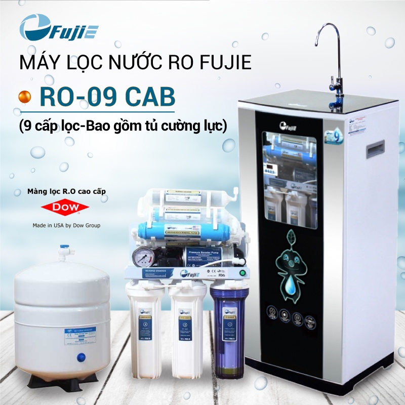 Máy lọc nước RO 9 cấp lọc tủ Đứng FUJIE RO-09 CAB - Màng RO Filmtec chính hãng DOW (MỸ) - Bảo hành chính hãng 2 năm